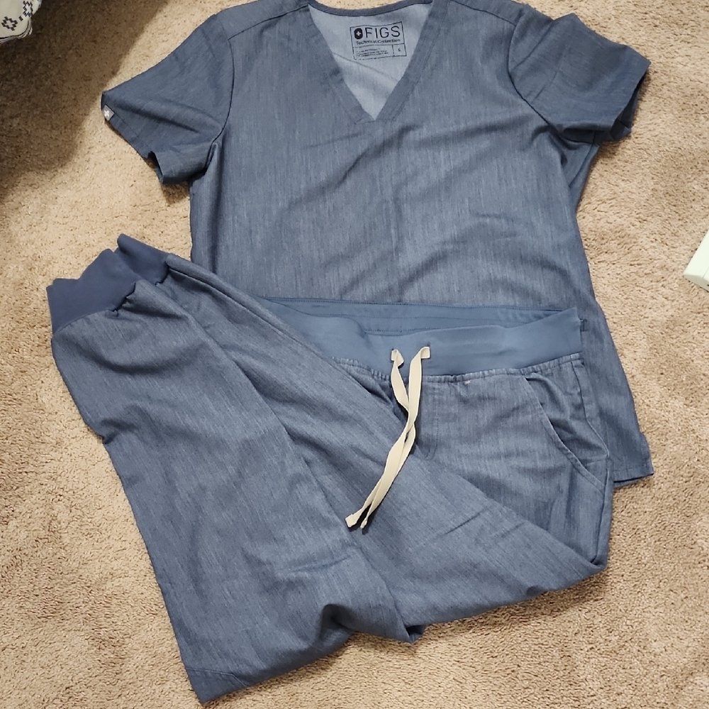 Womens Figs Blue Scrub Set